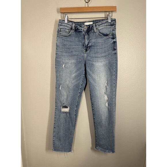 Vervet By Flying Monkey Cropped Distressed Jeans Light-med Wash‎ Womens size 29 - Picture 1 of 10